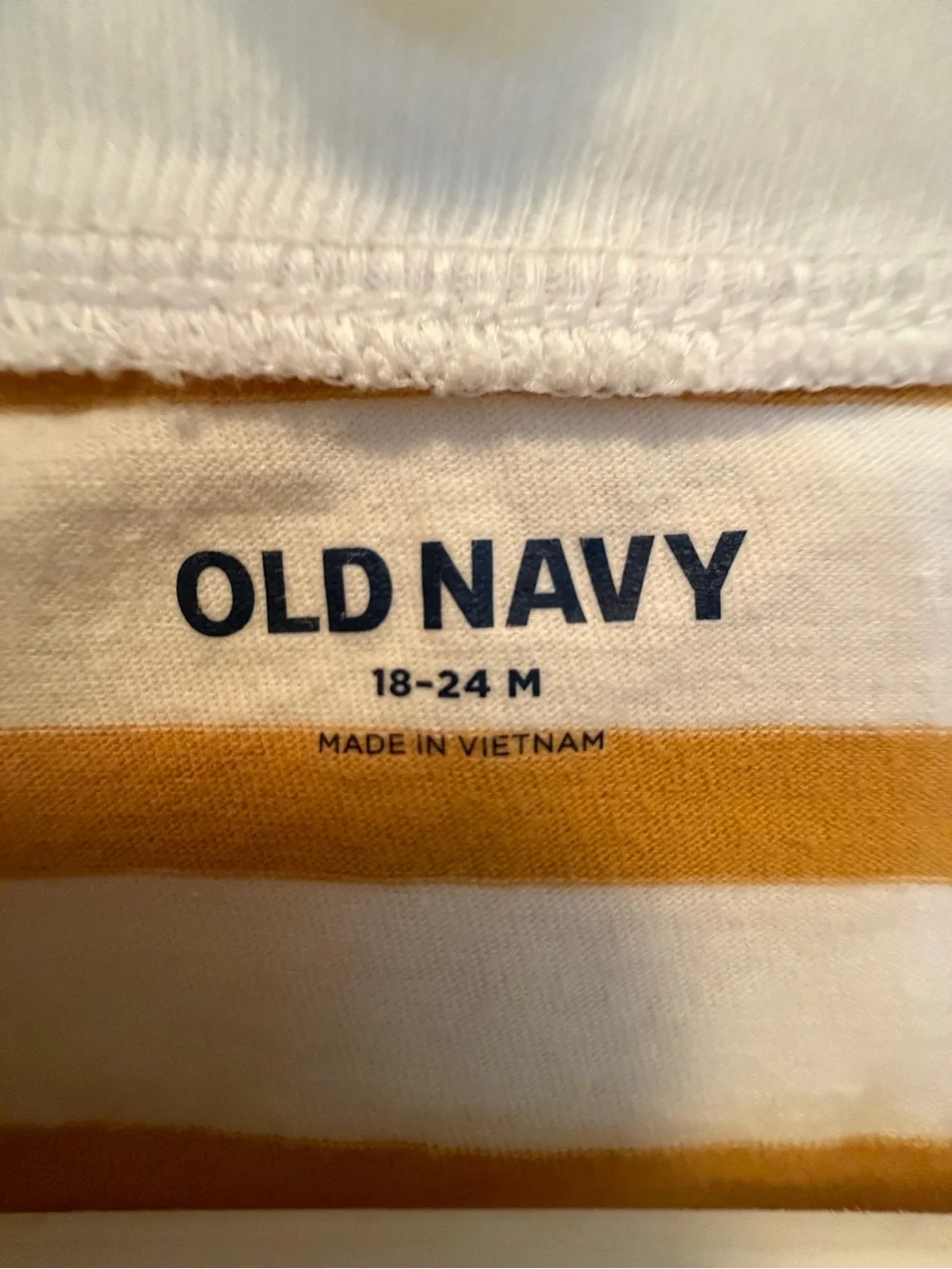 Old Navy White and Mustard Stripe Long-Sleeve Tee